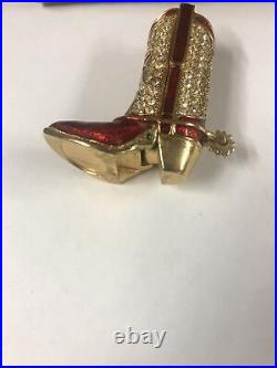 Estée Lauder Compact Solid Perfume Rhinestone Crystal Red Cowboy Boot RARE
