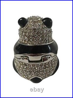 Estee Lauder Crystal Compact Panda Bear Solid Perfume Rhinestone RARE