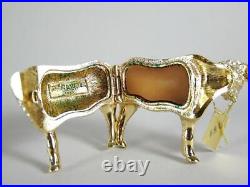 Estee Lauder Dazzling Gold Rhinestone Steer / Bull Solid Perfume Compact
