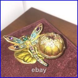 Estee Lauder Dragonfly Jay Strongwater Compact With Solid Perfume Trinket Box