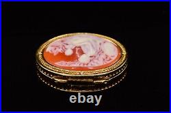 Estee Lauder EMPTY Compact Solid Perfume Enamel Gold Cameo Mother Child Rare