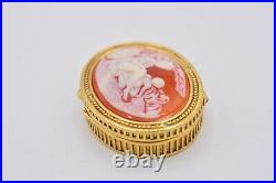 Estee Lauder EMPTY Compact Solid Perfume Enamel Gold Cameo Mother Child Rare