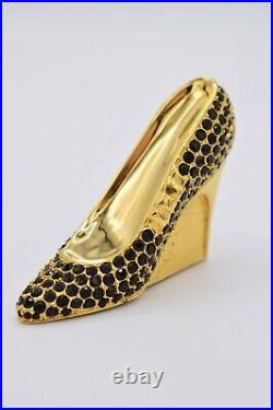 Estee Lauder EMPTY Compact Solid Perfume Rhinestone Crystal Black Heel Shoe 1998