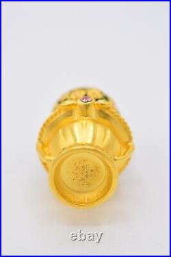 Estee Lauder EMPTY Compact Solid Perfume Rhinestone Crystal Brushed Gold Bouquet