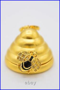 Estee Lauder EMPTY Compact Solid Perfume Rhinestone Crystal Gold Beehive 1998