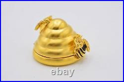 Estee Lauder EMPTY Compact Solid Perfume Rhinestone Crystal Gold Beehive 1998