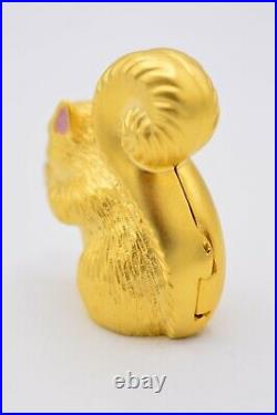 Estee Lauder EMPTY Compact Solid Perfume Rhinestone Crystal Gold Squirrel 1998