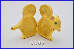 Estee Lauder EMPTY Compact Solid Perfume Rhinestone Crystal Gold Squirrel 1998