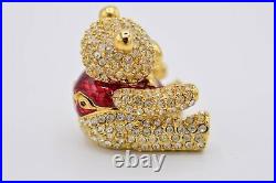 Estee Lauder EMPTY Compact Solid Perfume Rhinestone Crystal Gold Teddy Bear 1998