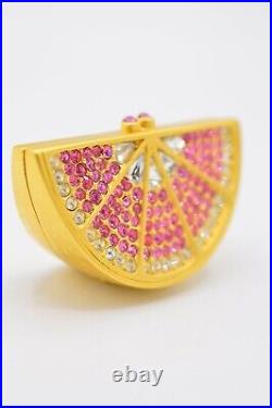 Estee Lauder EMPTY Compact Solid Perfume Rhinestone Crystal Grapefruit Slice