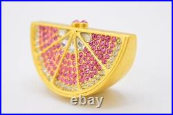 Estee Lauder EMPTY Compact Solid Perfume Rhinestone Crystal Grapefruit Slice