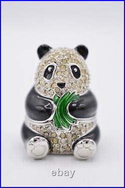 Estee Lauder EMPTY Compact Solid Perfume Rhinestone Crystal Panda Bear RARE