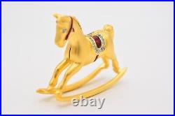 Estee Lauder EMPTY Compact Solid Perfume Rocking Horse Brushed Gold RARE