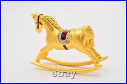 Estee Lauder EMPTY Compact Solid Perfume Rocking Horse Brushed Gold RARE