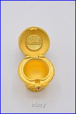 Estee Lauder EMPTY Trinket Compact Solid Perfume Rhinestone Crystal Brushed Gold