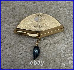 Estee Lauder Enamel Jeweled Venetian Fan Perfume Compact 2003