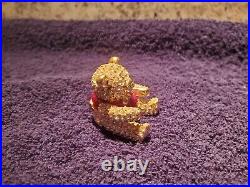 Estee Lauder FULL Compact Solid Perfume Rhinestone Crystal Gold Teddy Bear 1998