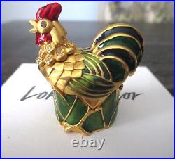 Estee Lauder Goldtone ROOSTER White Linen Solid Perfume Compact 2001