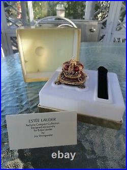 Estee Lauder Jay Strongwater Perfume Solid Compact Bejeweled Crown 2002 Orig Box