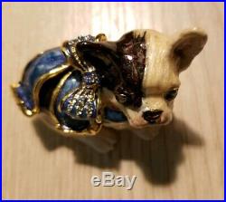 Estee Lauder Jay Strongwater Pleasures Solid Perfume Compact Blue Ribbon Bulldog