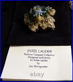 Estee Lauder Jay Strongwater White Linen Frog Solid Perfume Compact NEW