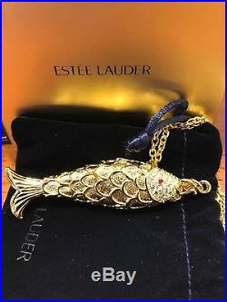 Estee Lauder Modern Muse Golden Articulated Fish Solid Perfume Necklace