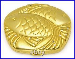 Estee Lauder Perfume Powder Compact 1996 Zodiac Golden Pisces Original Box