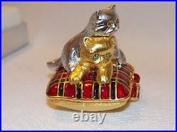 Estee Lauder Playful Kittens Compact Dazzling Silver solid Perfume MIB