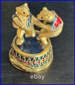 Estee Lauder Pleasures Dancing Bears Solid Perfume Compact Artisan Craft