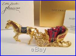 Estee Lauder Pleasures One Horse Open Sleigh Solid Perfume Compact RARE