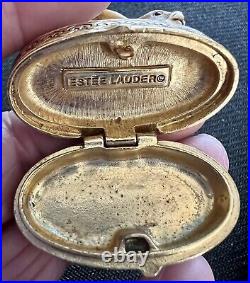 Estee Lauder Rabbit Trinket Solid Perfume Compact Gold Trinket Box