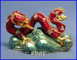 Estee Lauder Red Lucky Asian Dragon Solid Perfume Compact EXC. No Stones Missing