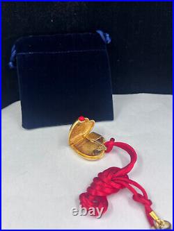 Estee Lauder Red Silk Heart Necklace Solid Compact Perfume Empty Case Boxless