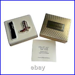 Estee Lauder SOLID PERFUME COMPACT MIB SPARKLY BEAUTIFUL TO BOOT 1998 Cowboy NEW