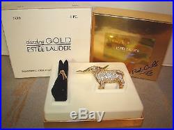 Estee Lauder Shimmering Steer Solid Perfume Compact with Boxes Dazzling Gold