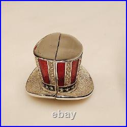 Estee Lauder Solid Perfume Collector Trinket Compact 2004 Star Spangled Top Hat