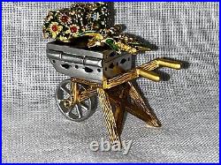 Estee Lauder Solid Perfume Compact 2004 Flower Cart with Swarovski Crystals