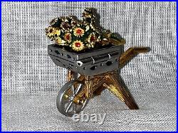 Estee Lauder Solid Perfume Compact 2004 Flower Cart with Swarovski Crystals