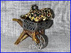 Estee Lauder Solid Perfume Compact 2004 Flower Cart with Swarovski Crystals