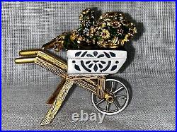 Estee Lauder Solid Perfume Compact 2004 Flower Cart with Swarovski Crystals