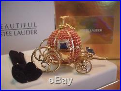 Estee Lauder Solid Perfume Compact Cinderella's Coach 2 Boxes & Signed b Conte