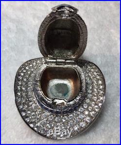 Estee Lauder Solid Perfume Compact Cowboy Hat Silver Stones