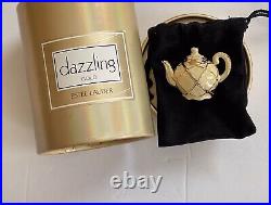Estee Lauder Solid Perfume Compact'Dazzling Gold' Tea Pot With Box, 1999-FULL