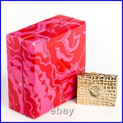 Estee Lauder Solid Perfume Compact Golden Crocodile Purse Full Vintage Box