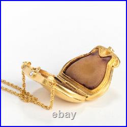Estee Lauder Solid Perfume Compact Golden Purse Pendant Beautiful Full with Box