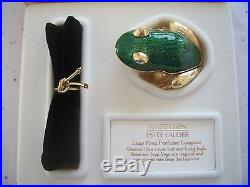 Estee Lauder Solid Perfume Compact Green Leap Frog White Linen Mib So Cute