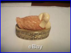 Estee Lauder Solid Perfume Compact Ivory Series Nesting Ducks Mint
