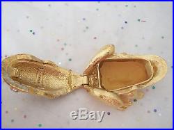 Estee Lauder Solid Perfume Compact Jeweled Prince Charming Frog 1997 Beautiful