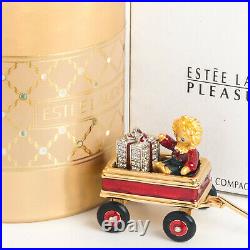 Estee Lauder Solid Perfume Compact Little Red Wagon Pleasures Both Boxes MIBB
