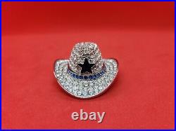 Estee Lauder Solid perfume compact Dazzling SILVER Cowboy Hat Blue Star